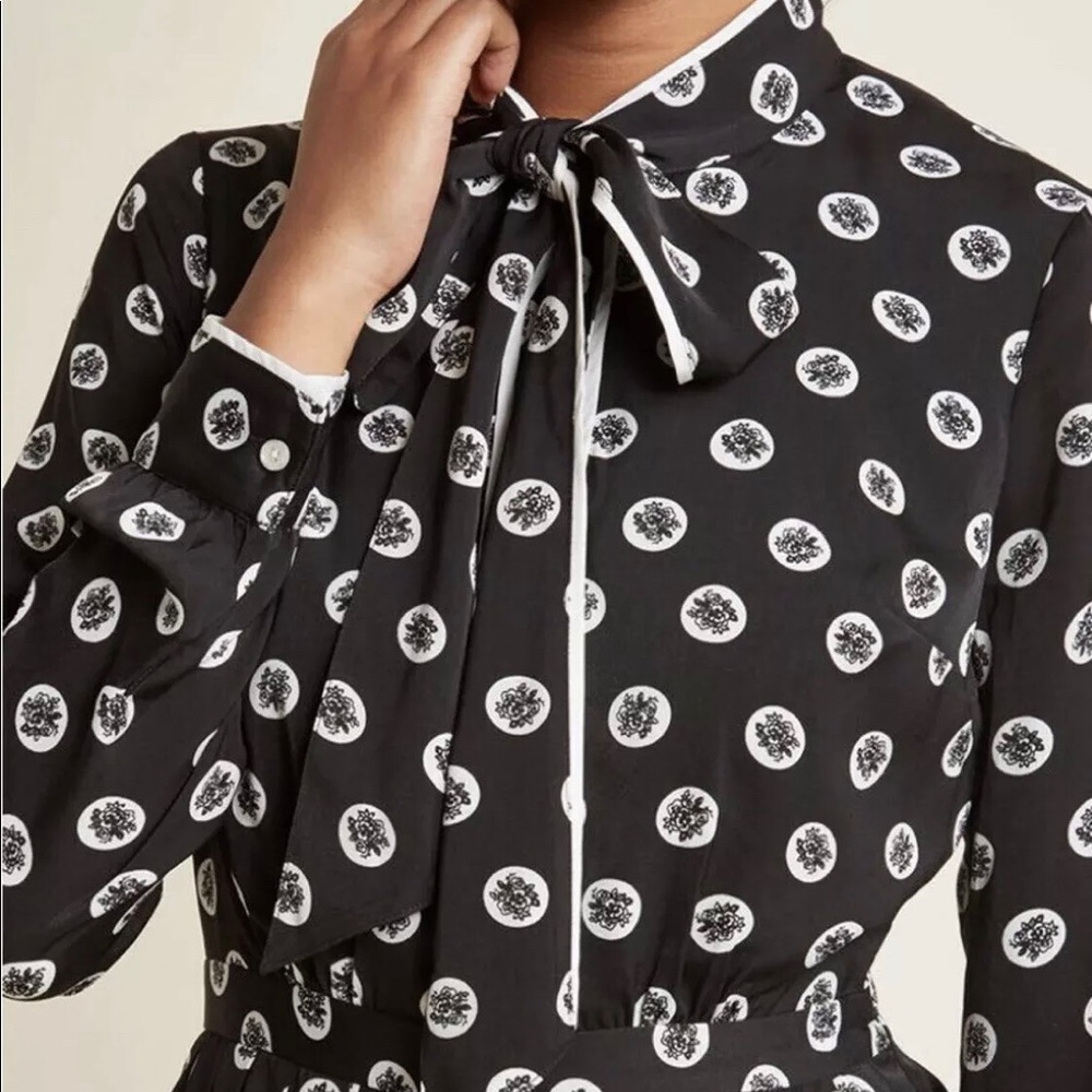 Pleated Modcloth Dress Black & White Size Med